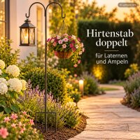 Gartenhaken Metall 140cm Schwarz Anthrazit-Schwarz doppelt für Ampeln