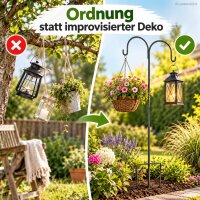 Gartenhaken Metall 140cm Schwarz Anthrazit-Schwarz doppelt für Ampeln