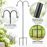 Gartenhaken Metall 140cm Schwarz Anthrazit-Schwarz doppelt für Ampeln