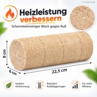 Rußentferner Kamin 22,5x8cm Natur Beige Holz Block für Schornstein