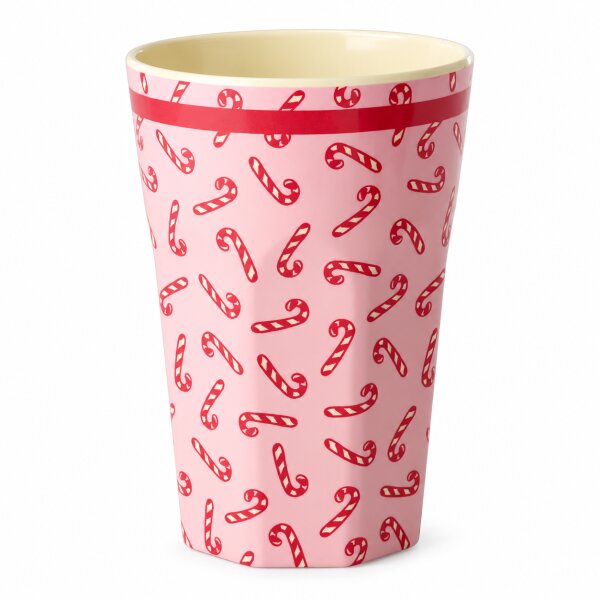 Melamin Trinkbecher 400ml Rosa Candy Cane pink großer Becher Weihnachten