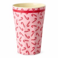 Melamin Trinkbecher 400ml Rosa Candy Cane pink großer Becher Weihnachten