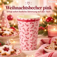 Melamin Trinkbecher 400ml Rosa Candy Cane pink großer Becher Weihnachten