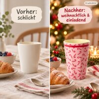 Melamin Trinkbecher 400ml Rosa Candy Cane pink großer Becher Weihnachten