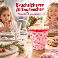 Melaminbecher 250ml Rosa Pink Weihnachtsbecher mit Candy Cane Motiv