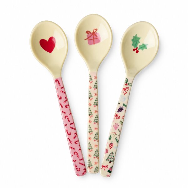 Weihnachts Dessertlöffel 14,5cm Bunt Creme Melamin Teelöffel 3er Set
