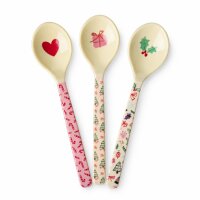 Weihnachts Dessertlöffel 14,5cm Bunt Creme Melamin Teelöffel 3er Set