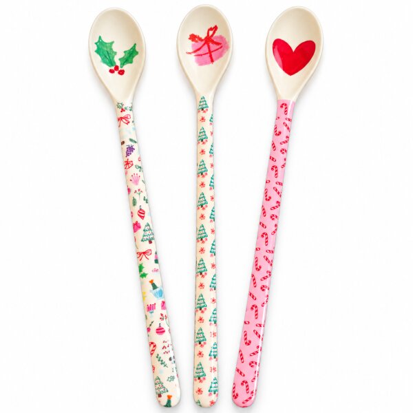 Latte Macchiato Löffel lang 22cm Cremeweiß - Melamin Weihnachten Set