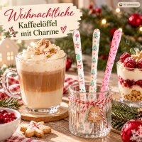 Latte Macchiato Löffel lang 22cm Cremeweiß - Melamin Weihnachten Set