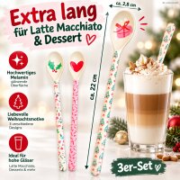 Latte Macchiato Löffel lang 22cm Cremeweiß - Melamin Weihnachten Set