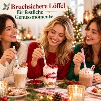 Latte Macchiato Löffel lang 22cm Cremeweiß - Melamin Weihnachten Set
