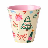 Melaminbecher Weihnachten 250ml Bunt Creme - Becher mit Weihnachtsmotiv