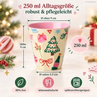 Melaminbecher Weihnachten 250ml Bunt Creme - Becher mit Weihnachtsmotiv