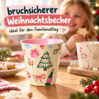Melaminbecher Weihnachten 250ml Bunt Creme - Becher mit Weihnachtsmotiv