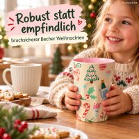 Trinkbecher Melamin 400ml Bunt Creme Rosa Weihnachtsdesign Becher