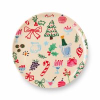 Melamin Teller Weihnachten 16cm Bunt Beige - Kuchenteller klein rund