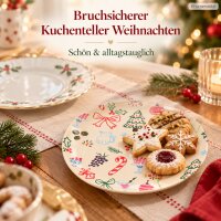 Melamin Teller Weihnachten 16cm Bunt Beige - Kuchenteller klein rund