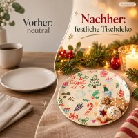 Melamin Teller Weihnachten 16cm Bunt Beige - Kuchenteller klein rund