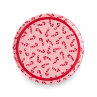 Melamin Dessertteller 16cm Rosa Candy Cane - Kuchenteller Weihnachten