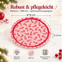 Melamin Dessertteller 16cm Rosa Candy Cane - Kuchenteller Weihnachten
