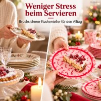 Melamin Dessertteller 16cm Rosa Candy Cane - Kuchenteller Weihnachten