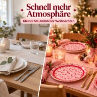 Melamin Dessertteller 16cm Rosa Candy Cane - Kuchenteller Weihnachten