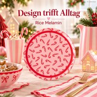 Melamin Dessertteller 16cm Rosa Candy Cane - Kuchenteller Weihnachten