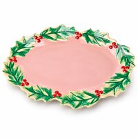 Ovale Servierplatte 41,5cm Rosa Melamin Anrichteplatte Weihnachten