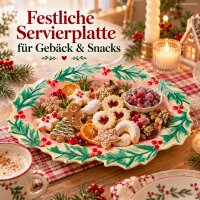 Ovale Servierplatte 41,5cm Rosa Melamin Anrichteplatte Weihnachten