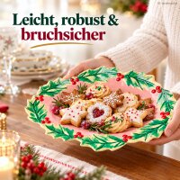 Ovale Servierplatte 41,5cm Rosa Melamin Anrichteplatte Weihnachten