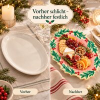 Ovale Servierplatte 41,5cm Rosa Melamin Anrichteplatte Weihnachten