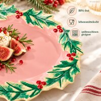 Ovale Servierplatte 41,5cm Rosa Melamin Anrichteplatte Weihnachten