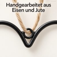 Dekoanhänger Herz 50cm Schwarz - Metalloptik Eisen Jute Set 3