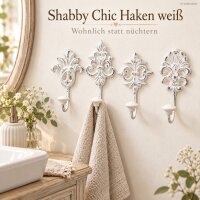 Garderobenhaken 17cm Weiß Eisen Kleiderhaken Wand Vintage 4er Set