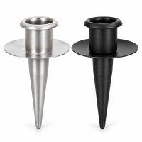 Cepewa Stabkerzenhalter mit Tülle Silber / Schwarz