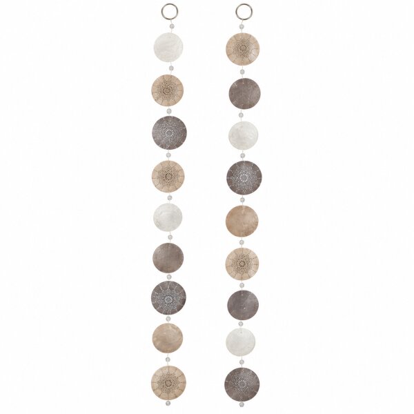 Hängedeko Muscheln 180cm Bunt Beige Dunkelgrau Weiß Capiz Girlande