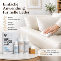 Maxi Light Colored Leather Care Kit Reinigungs- und Schutzcreme für Farbübertragungen auf Leder