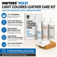 Maxi Light Colored Leather Care Kit Reinigungs- und Schutzcreme für Farbübertragungen auf Leder