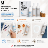 Maxi Light Colored Leather Care Kit Reinigungs- und Schutzcreme für Farbübertragungen auf Leder