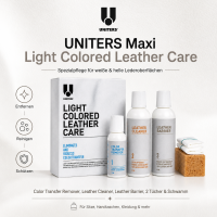 Maxi Light Colored Leather Care Kit Reinigungs- und Schutzcreme für Farbübertragungen auf Leder