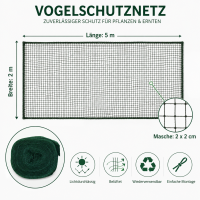 Vogelschutznetz Schwarz 2 x 5 m