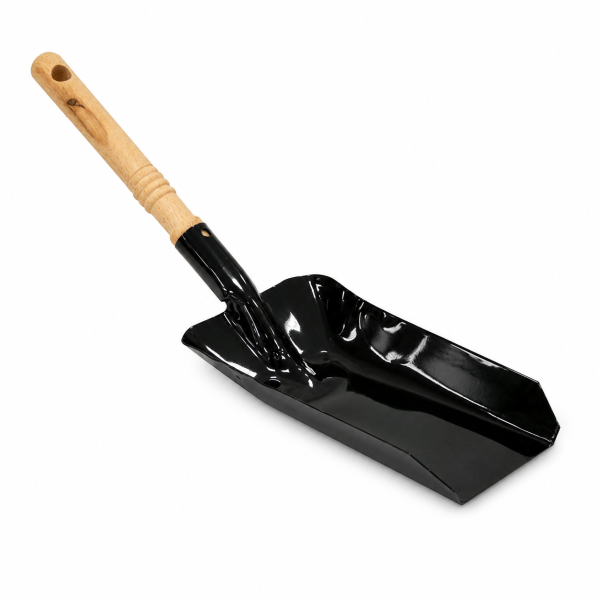 Kohleschaufel Ofen 38cm Schwarz glänzend Metall für Kohle und Asche