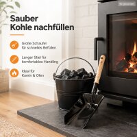 Kohleschaufel Ofen 38cm Schwarz glänzend Metall für Kohle und Asche