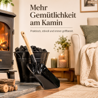 Kohleschaufel Ofen 38cm Schwarz glänzend Metall für Kohle und Asche
