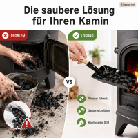 Kohleschaufel Ofen 38cm Schwarz glänzend Metall für Kohle und Asche