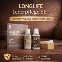 Longlife Lederpflege SET Reinigungs- und Schutzcreme für Ledermöbel