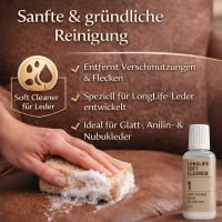 Longlife Lederpflege SET Reinigungs- und Schutzcreme für Ledermöbel