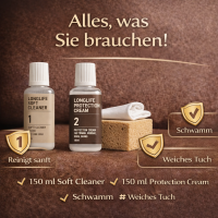 Longlife Lederpflege SET Reinigungs- und Schutzcreme für Ledermöbel