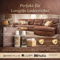 Longlife Lederpflege SET Reinigungs- und Schutzcreme für Ledermöbel
