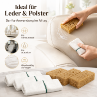 Polierschwamm und Poliertuch 6er-SET für Leder und Polster (Jeweils 3 Stück)